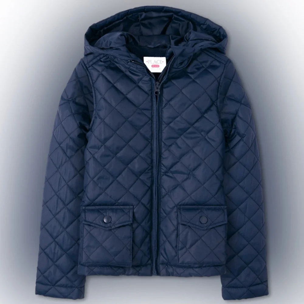 The Children's Place Girls Blue Quilted Puffer Jacket Size S (5-6 years)
